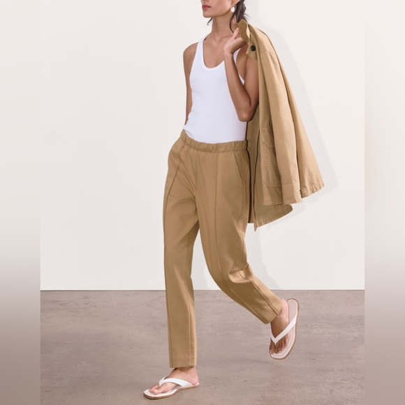 Everlane The Dream Pant Elastic Waistband neutral Camel Tan Brown  sz Small - Picture 1 of 10